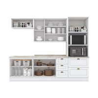 Cozinha Completa Americana (2 Aéreos, 2 Balcões, 1 Paneleiro, 2 Complemento) 7 Peças Branco - Henn