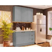 Kit de Cozinha Completa 3 Peças Americana (1 Aéreo. 1 Balcão, 1 Complemento) Cinza - Henn