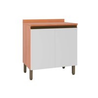 Gabinete de Cozinha Modulado Balcão Macadâmia c/ Tampo e 2 Portas 80cm Freijo/Branco - Telasul