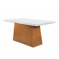 Mesa para Cozinha Luna + Tampo Madeirado Reto 180x90cm Off White/Imbuia - Rufato