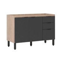 Balcão de Cozinha Modulado Firenze 3 Portas e 2 Gaveta s/ Tampo p/Pia 120cm Avena/Grafito - Demóbile