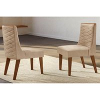Kit 2 Cadeiras Sala Jantar Dafne Luxo 2 Un Imbuia/Linho Bouclê Creme - Rufato