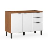 Balcão de Cozinha Modulado Firenze 3 Portas e 2 Gaveta s/ Tampo p/Pia 120cm Amendola/Branco - Demóbile