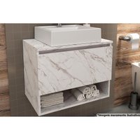 Gabinete de Banheiro Suspenso BN3606 1 Porta cor Mármore Branco - Tecno Mobili