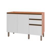 Gabinete de Cozinha Modulado Balcão Macadâmia p/ Pia c/ 2 Portas 120cm Freijo/Branco - Telasul
