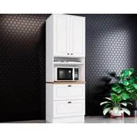 Torre Quente de Cozinha Paneleiro Americana c/1 Forno e 3 Portas c/1Basculante 71x220cm Branco/Nature - Henn