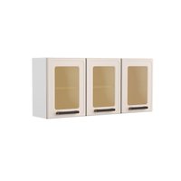 Armário Aéreo Cozinha Modulado  Origens 7009 3 Portas c/Vidro Branco/Areia - Bertolini