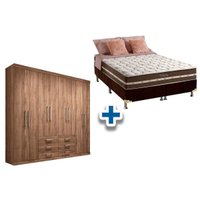 Cama Box Casal + Colchão Classic + Guarda Roupa Master 8.6 Atacama