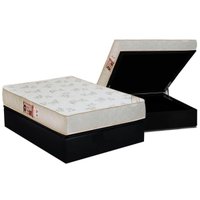 Cama Box Baú Casal: Colchão Espuma D33 Castor Sleep Max Relax + Base CRC Suede Black(138x188)