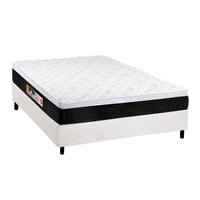 Cama Box Casal: Colchão Espuma D45 Castor Black e White Air + Base CRC Courano White(138x188)