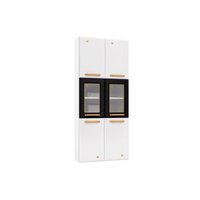 Torre Quente de Cozinha Paneleiro Diamante Aço 6 Portas c/2Vidro 70cm Branco/Preto - Telasul