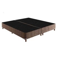 Cama Box Base Queen Sommier Rústico Bordado Brown (158x198x20) - Paropas