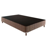 Cama Box Base Casal Sommier Rústico Bordado Brown (138x188x20) - Paropas