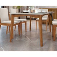 Mesa de Sala Jantar Monalisa c/ Tampo Madeirado c/ Vidro 160cm+ 6 Cadeiras Lady Natural - Nesher