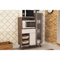 Multiuso de Cozinha Fruteira RT 3059 c/ 2 Portas e 1 Gaveta p/ Forno 96cm Rustico/Branco - Movelbento
