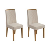 Kit 2 Cadeiras Sala Jantar Exclusive 2 Un Rovere/Amêndoa/Linho Rinzai Bege - Lopas