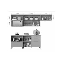 Cozinha Modulada Nesher Marquesa 5 Peças (3 Aéreos + 2 Balcões) Nature/Verde-Nesher