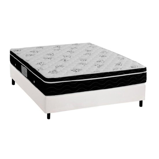 Cama Box Viúva: Colchão Molas Bonnel Ortobom Nanolastic Physical Spring + Base CRC Courano White(128x188)