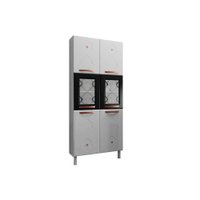 Paneleiro de Cozinha Mirage New c/ 6 Portas (2 c/Vidro) 80cm Branco/Preto - Telasul