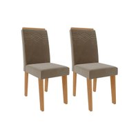 Cadeira Sala de Jantar Taís Kit 2 Un Nature/Suede Joli - Cimol