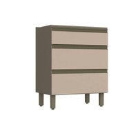 Balcão de Cozinha Modulado Connect 3 Gavetas s/ Tampo 60cm Duna/Cristal - Henn