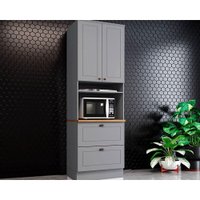Torre Quente de Cozinha Paneleiro Americana c/1 Forno e 3 Portas c/1Basculante 71x20cm Cinza/Nature - Henn