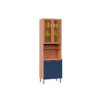 Torre Quente de Cozinha Paneleiro Thela Sálvia 1 Forno 2 Portas c/2Vidro 70cm Freijo/Azul - Telasul
