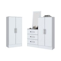 Armário Multiuso Juvenil B14 + 1 Cômoda B700  Branco - Henn