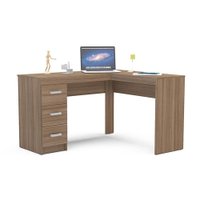 Mesa Canto p/Escritório Fênix c/ 3 Gavetas Castanho - Politorno