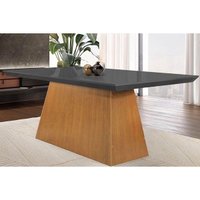 Mesa de Sala Jantar Luna + Tampo Madeirado Curvo 180x90cm Grafite/Imbuia - Rufato