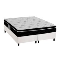 Cama Box Queen: Colchão Molas Bonnel Ortobom Nanolastic Physical Spring + Base CRC Courano White(158x198)