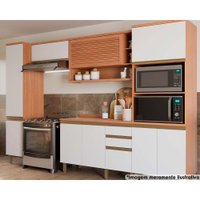 Kit de Cozinha Completa 5 Peças Thela Macadâmia (2Aéreos+1Balcão+2Paneleiros) CZC20 Freijo/Branco - Telasul