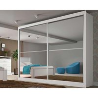 Guarda Roupa 2 Portas de Correr e 4 Gavetas c/ Espelho Verona Plus Branco - Europa