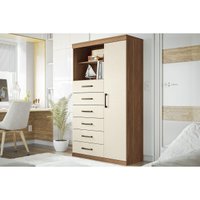 Cômoda Juvenil Marabá 1.6 c/ 1 Porta 2 Nichos e 6 Gavetas jatoba/Areia - Santos Andirá