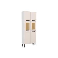 Módulo Cozinha Bertolini Origens Paneleiro  7039 6 Portas (2 c/ Vidro) Branco/Areia
