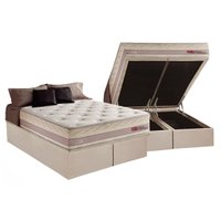 Cama Box Baú King: Colchão Molas Herval Maxspring Tower + Base CRC Suede Bege(193x203)