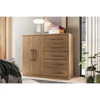 Cômoda de Quarto Malaga 2.5 2 Portas e 5 Gavetas Jatoba - Santos Andirá