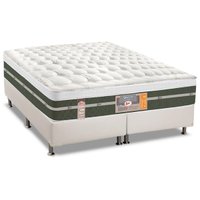 Cama Box Queen: Colchão Molas Bonnel Castor Silver Star Air + Base CRC Courano White(158x198)