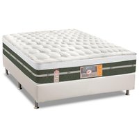 Cama Box Casal: Colchão Molas Bonnel Castor Silver Star Air + Base CRC Courano White(138x188)