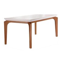 Mesa para Cozinha Londrina + Tampo Madeirado Vidro Reto 120x80cm Imbuia/Off White - Rufato