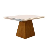 Mesa para Cozinha Luna + Tampo Madeirado Reto 120x80cm Imbuia/Off White - Rufato