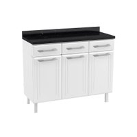 Gabinete de Cozinha Modulado Balcão Topázio 3 Portas e 3 Gavetas c/Tampo 105cm Branco - Telasul