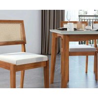 Kit 6 Cadeiras Sala Jantar Monalisa c/ Tampo Madeirado c/ Vidro 160cm + 6 Cadeiras Rainha Natural - Nesher