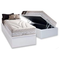 Cama Box Baú Solteiro: Colchão Molas Herval Maxspring American + Base CRC Courano White(88x188)