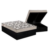 Cama Box Baú Queen: Colchão Espuma Ortobom D26 Physical Ultra Resistente + Base CRC Suede Black(158x198)