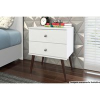 Mesa de Cabeceira Solteiro RT 3032 c/ 2 Gavetas Branco - Movelbento
