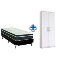 Cama Box Solteiro CRC + Bonnel Orthoflex 78 + Armário Multiuso Margarida Branco