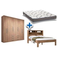 Cama Casal Invicta + Colchão Ortobom D33 + Guarda Roupa Master 8.6 Atacama