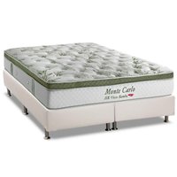 Cama Box Queen: Colchão Molas Ensacadas Herval MasterPocket Monte Carlo Visco + Base CRC Courano White(158x198)