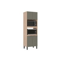 Torre Quente de Cozinha Paneleiro Firenze Duplo Forno 4 Portas 70x219 Avena/Menta - Demóbile